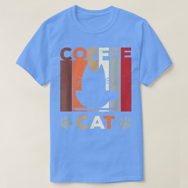 T-shirt Coffee Cat Retro Kitten Lover (Design devant)