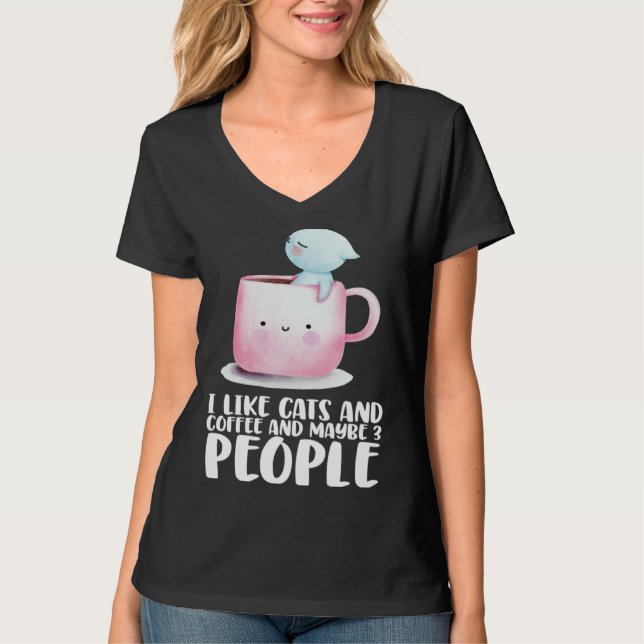 T-shirt Coffee Cats  Coffee Cat  Cat Coffee (Devant)