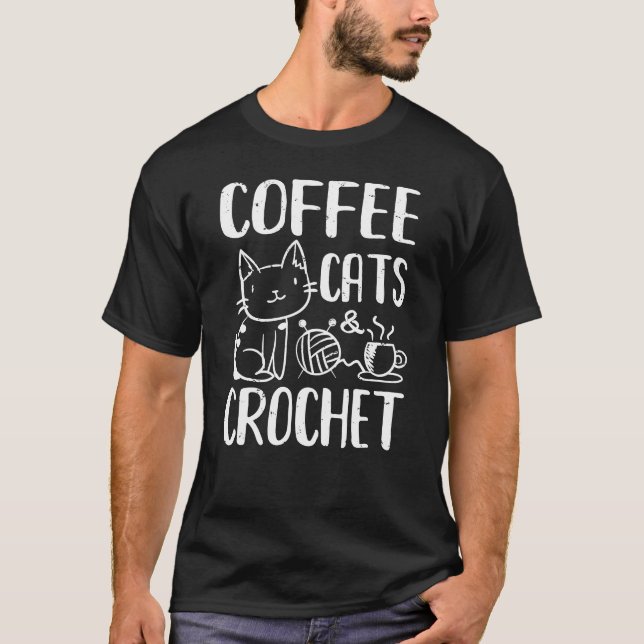 T-shirt Coffee Cats & Crochet (Devant)