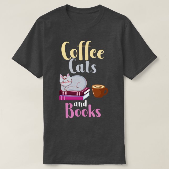 T-shirt Coffee Cats Livres 1 (Design devant)