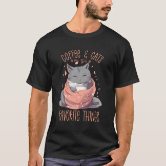T-shirt Coffee Cats My 2 Favoris Things Sleepy Kitty Anim