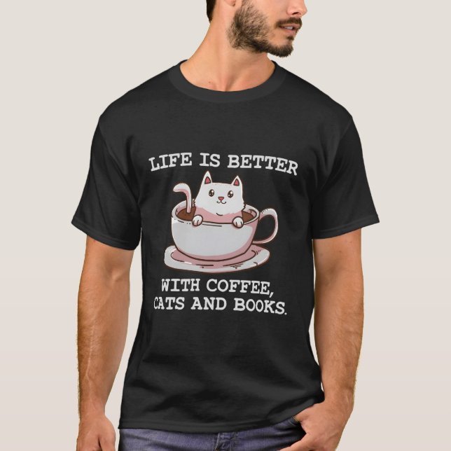 T-shirt Coffee Cats Réserver Cadeau (Devant)
