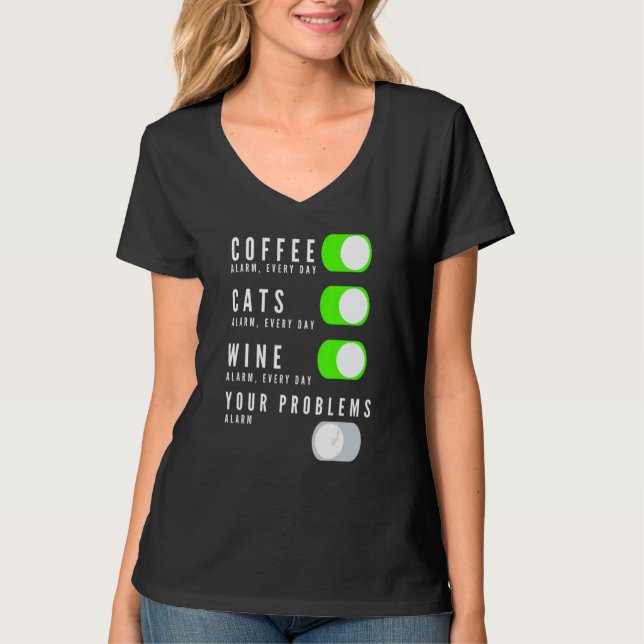 T-shirt Coffee Cats Vins Vos Problèmes (Devant)