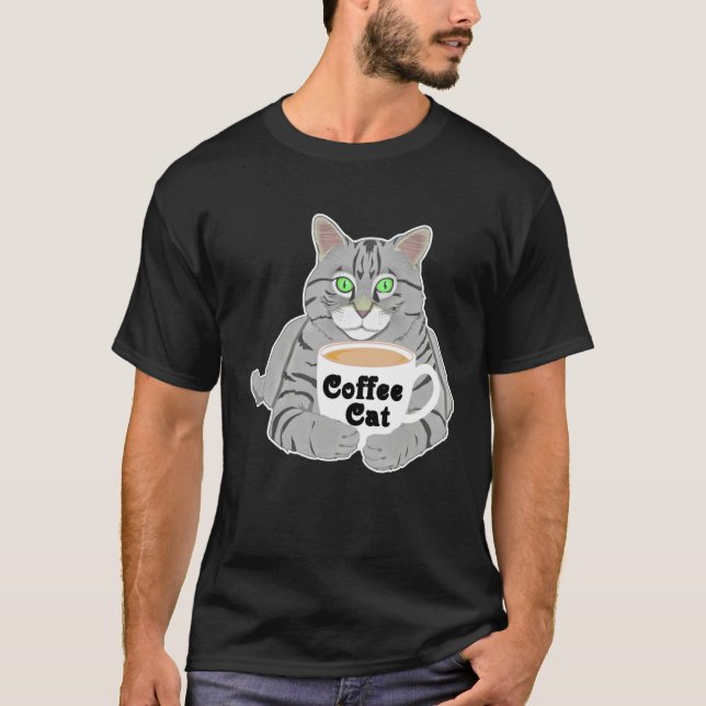T-shirt Coffee  Coffee Cat Coffee Drinkers Cute Cat (Devant)