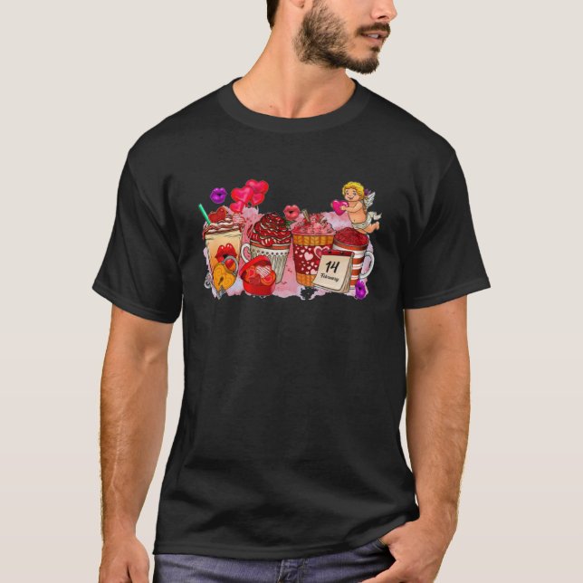 T-shirt Coffee Drink Valentine Hearts Valentines Day Drink (Devant)