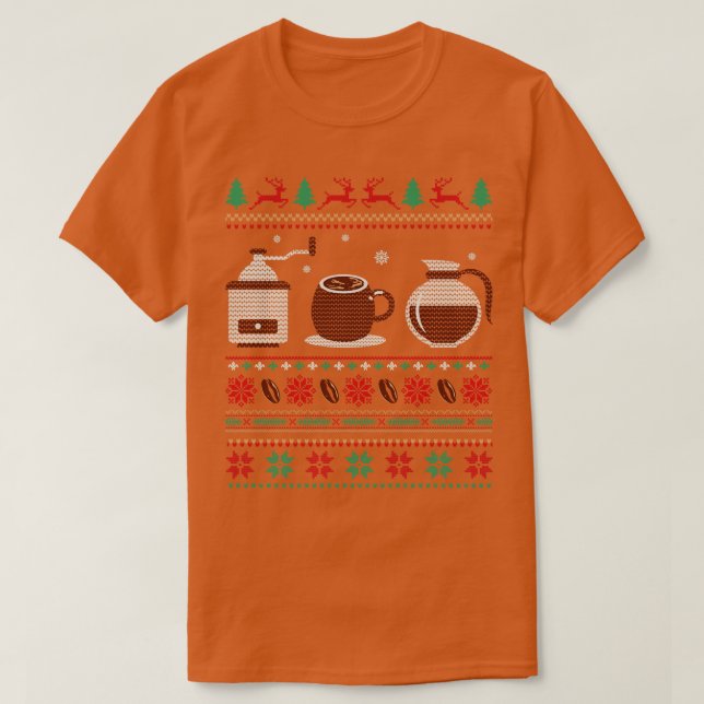 T-shirt Coffee noël affreux pull de noël (Design devant)
