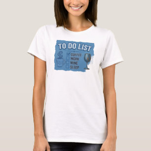 T-shirt COFFEE PUIS VIN Bleu frappant Mode Artistique
