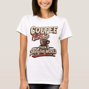 T-shirt COFFEE ROUGE FRAIS SAUVEZ D'ABORD LE MONDE Art Ves
