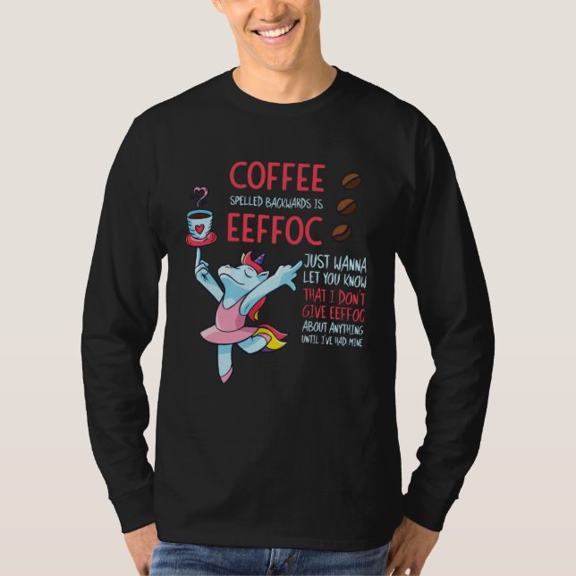 T-shirt Coffee Spelled Backwards Is Eeffoc Addict Junkie D (Devant)