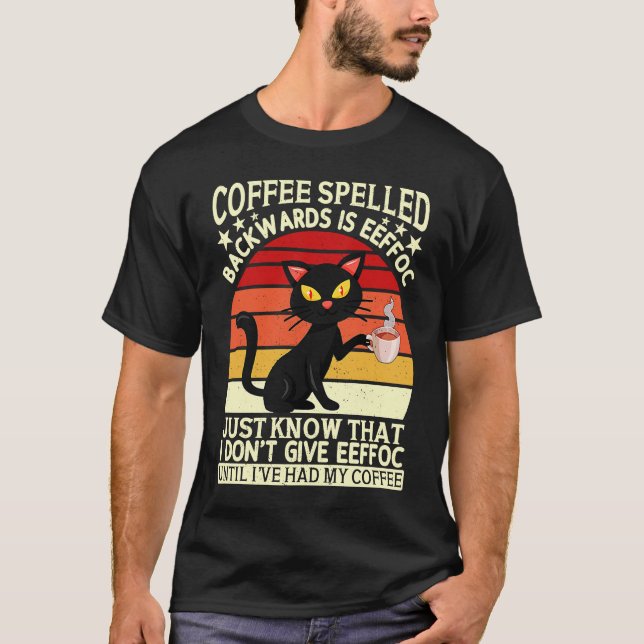 T-shirt Coffee spelled backwards is eeffoc drinker Barista (Devant)