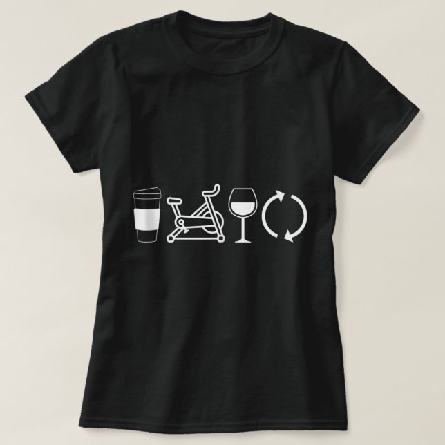 T-shirt Coffee Spin Wine Repeat Funny Spinning Classe de r (Design devant)