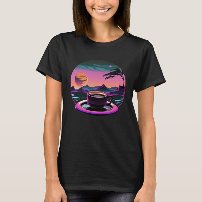 T-shirt Coffee Synthwave 80s Retrowave Aesthetic (Devant)