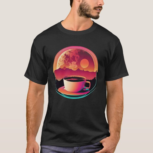 T-shirt Coffee Synthwave 80s Retrowave Aesthetic  1 (Devant)