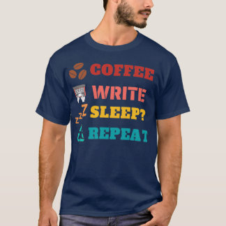 T-shirt Coffee Write Sleep Repeat Vintage Sunset Colors