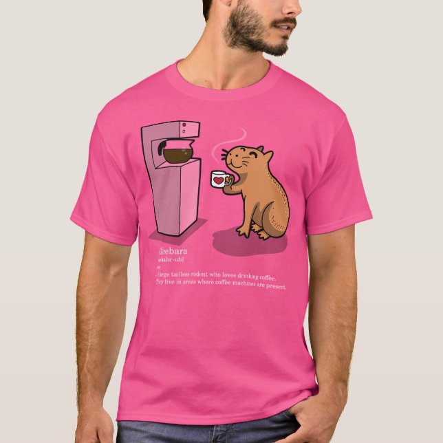 T-shirt Coffeebara Cute Animal Capybara Boire Café (Devant)