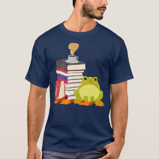 T-shirt CoffeeLove Frog Lecture Livres Amateurs de café