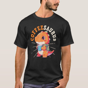 T-shirt Coffeesaurus Cute T-Rex Dinosaure Boire Café L