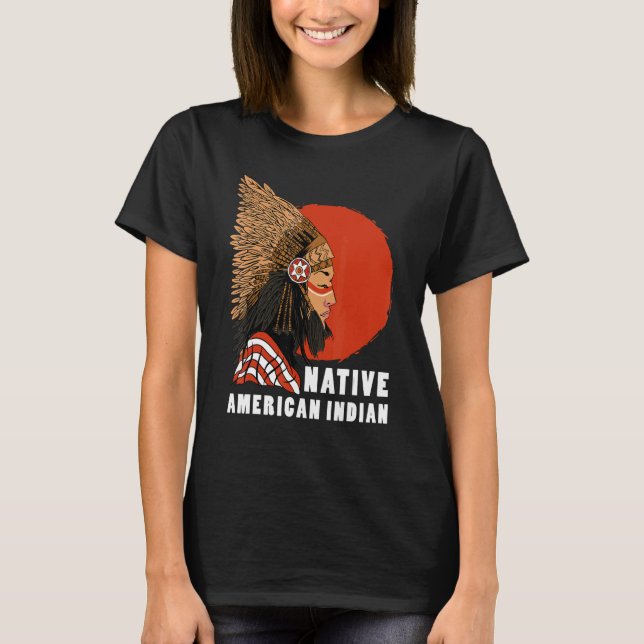 T-shirt Coiffe Indigène Indienne Amérindienne (Devant)