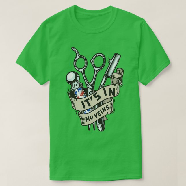 T-shirt Coiffeur Barber Son dans mes veines (Design devant)