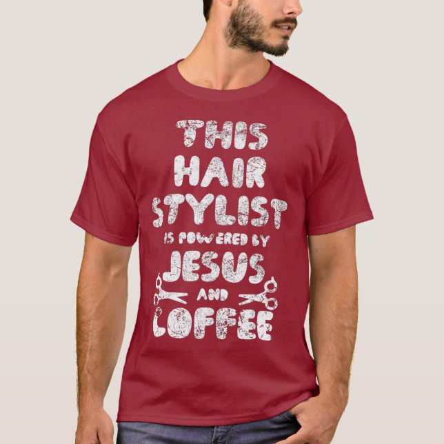 T-shirt coiffeur coiffeur Jésus Dieu foi vintage (Devant)