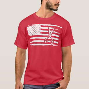 T-shirt Coiffeur de coiffure ciseau à drapeau américain