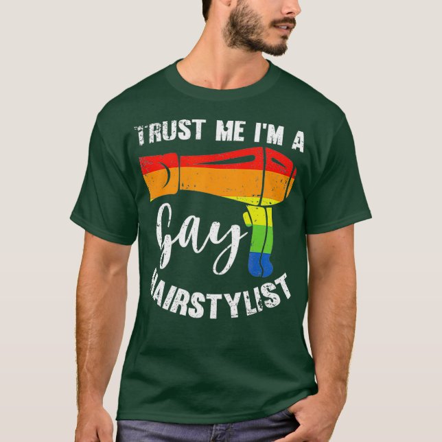 T-shirt Coiffeur de coiffure LGBT Faites-moi confiance che (Devant)