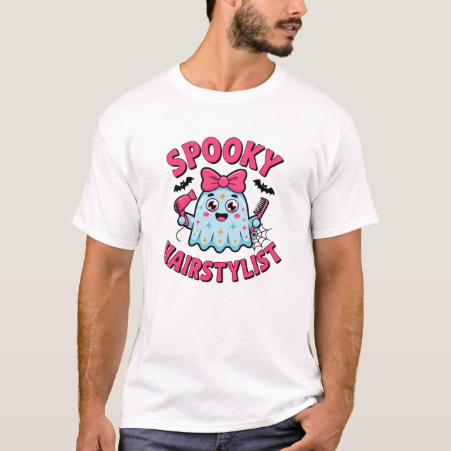 T-shirt Coiffeur Fantôme Mignon Drôle Halloween (Devant)