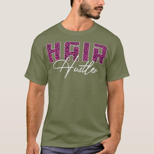 T-shirt Coiffeur Hustler Léopard Rose Funny Coiffeur (Devant)