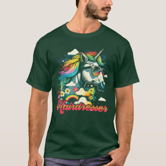 T-shirt Coiffeur Rainbow Unicorn
