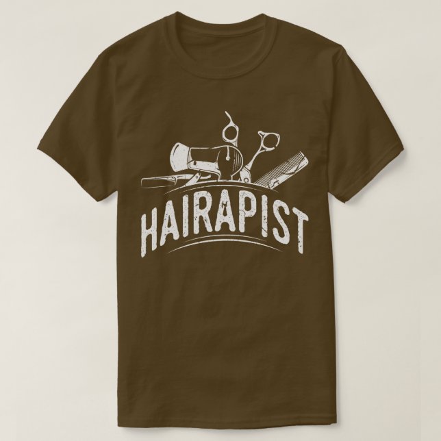 T-shirt Coiffeuse Ciseaux Sèche-cheveux Barbier Coiffeur (Design devant)