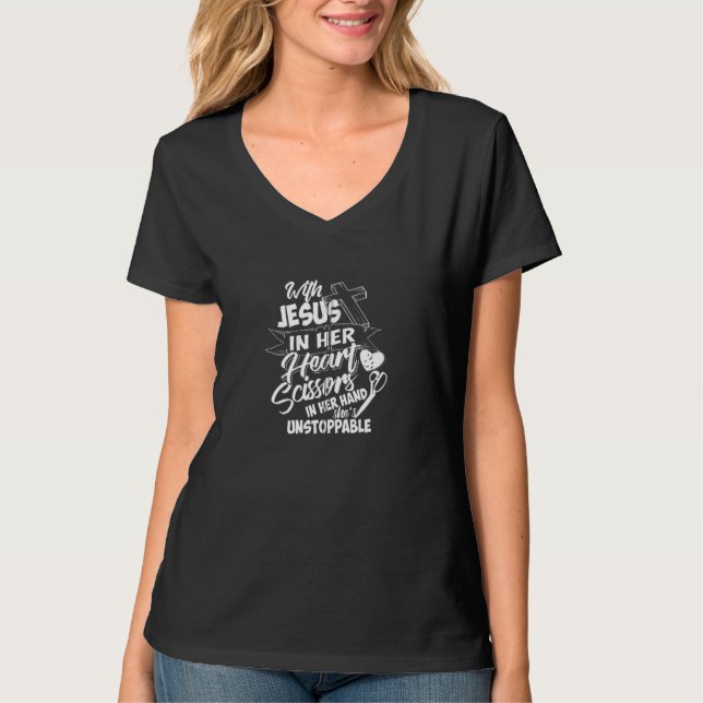 T-shirt Coiffeuse Jésus mignon Christ Follower Femmes Drôl (Devant)