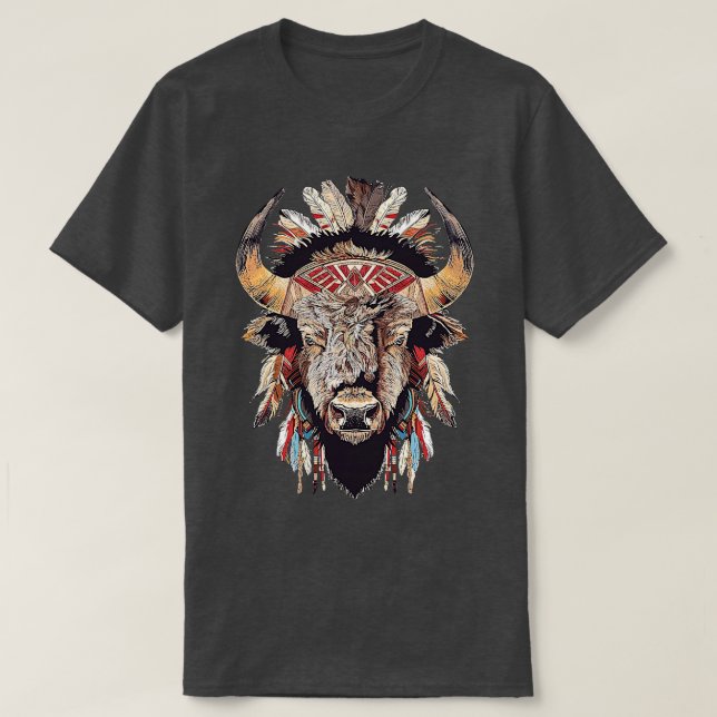 T-shirt Coiffure amérindienne de Buffalo (Design devant)