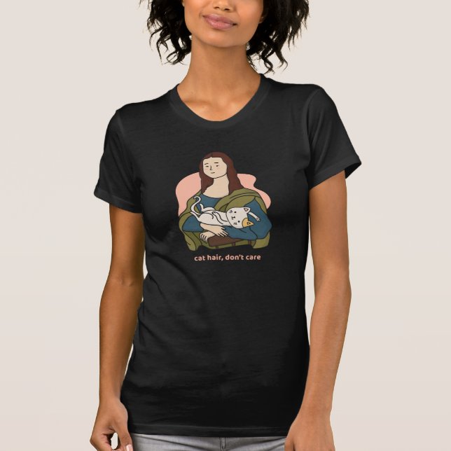 T-shirt Coiffure de chat ne se soucie pas mignonne Mona Li (Devant)