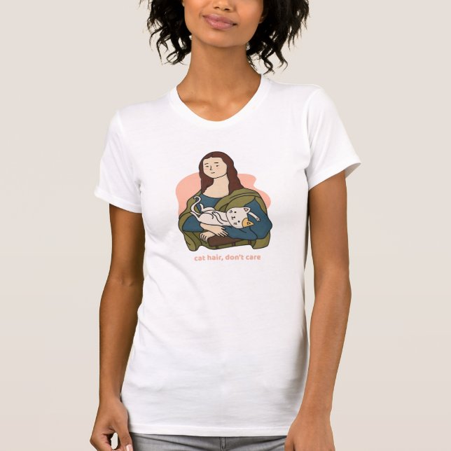 T-shirt Coiffure de chat ne se soucie pas mignonne Mona Li (Devant)