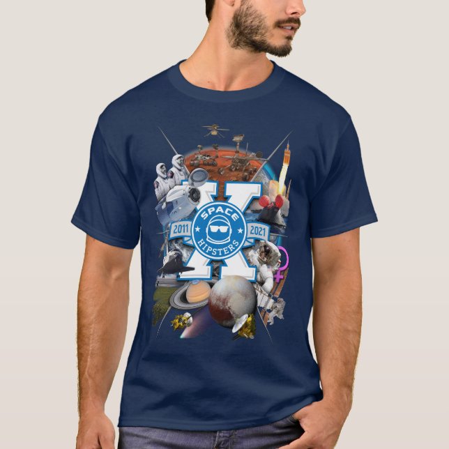 T-shirt Coiffure de collage Space Hipsters® X - Hommes (Na (Devant)