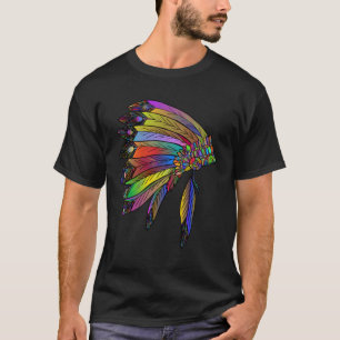 T-shirt Coiffure de plume amérindienne Amérindienne