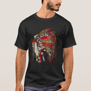 T-shirt Coiffure de plume indienne Western Amérindien