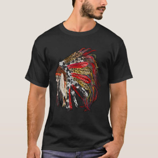 T-shirt Coiffure de plume indienne Western Amérindien