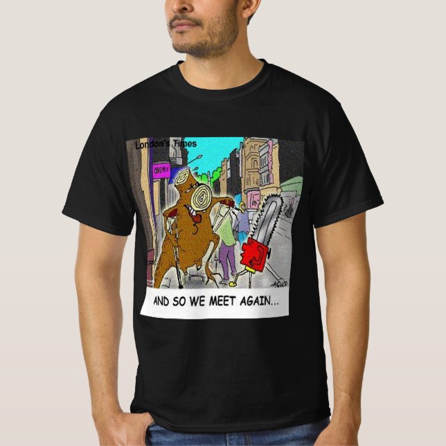 T-shirt Coincé : Chainsaw Vs Tree bande dessinée drôle (Devant)