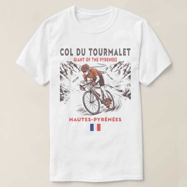 T-shirt Col du Tourmalet Cyclisme | Géant des Pyrénées (Design devant)
