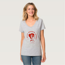 T-shirt col en V 'JE LIS DES LIVRES INTERDITS'