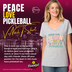 T-shirt col en V Ladies' Peace Love Pickleball