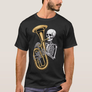T-shirt col en V pour femme Tuba de squelette Hall
