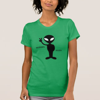 T-shirt Col en v pour femmes avec logo Alien Wonbn, vert