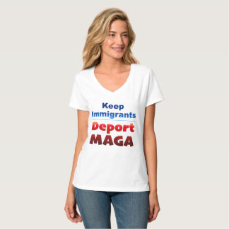 T-shirt col en V pour femmes 'Deport MAGA'
