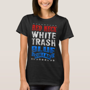 T-shirt Col rouge blanc poubelle bleu col rouge cou