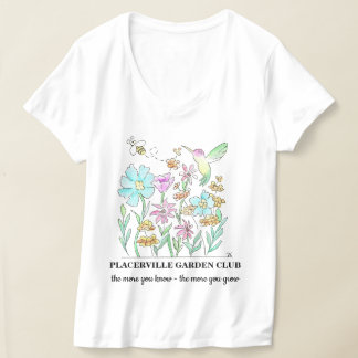T-shirt col V avec motif de jardin