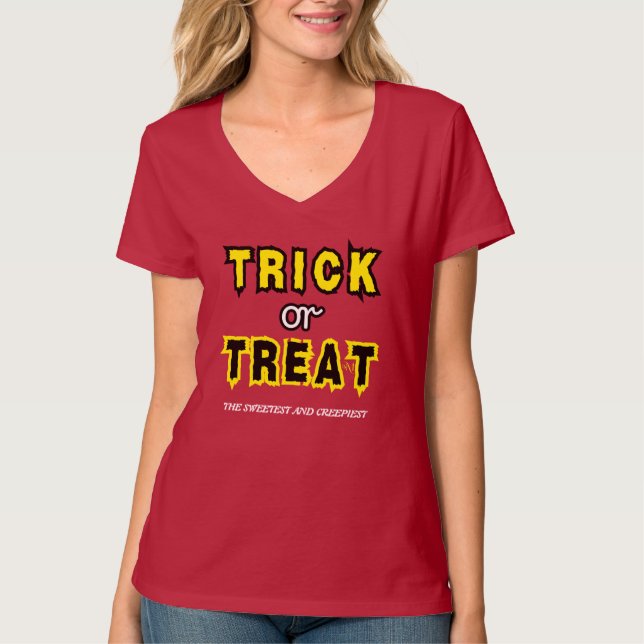 T-Shirt col V : HALLOWEEN Friandise #6 (Devant)