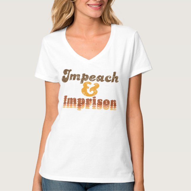 T-Shirt col V "Impeach & Imprison" pour femmes (Devant)