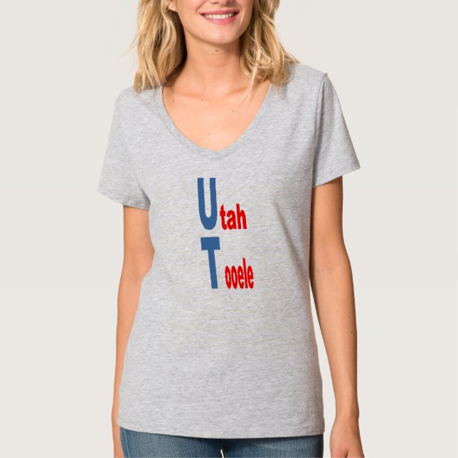 T-Shirt col V omen's TOURISME UTAH (Devant)
